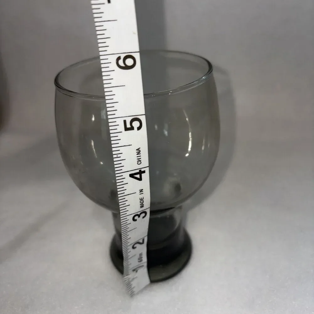 1 Vintage MCM Libbey STAX Smoke Gray 5.5” Drinking Glass Goblet Replacement
